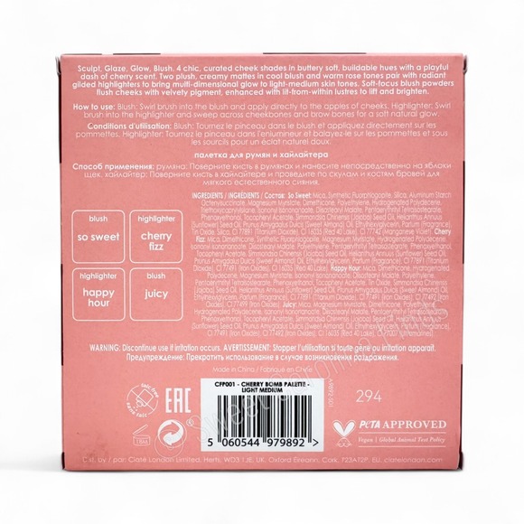 Ciaté London Cherry Bomb Blush & Highlighter Palette–Light Medium–4 Shades NEW - Picture 6 of 6